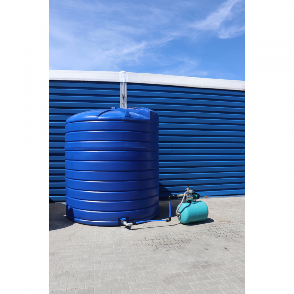 Cuve recuperation eau de pluie 10000 litres - Cuve polyéthylène aérienne  bleue - Verticale