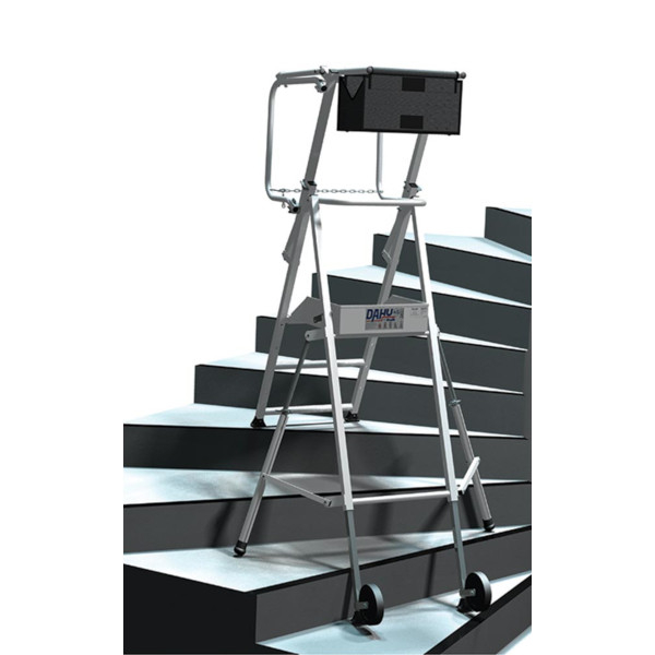 Escabeau-escalier – Layher: avec mise à niveau, accès des deux côtés