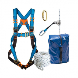 Protection anti-chute : harnais, corde, connecteur